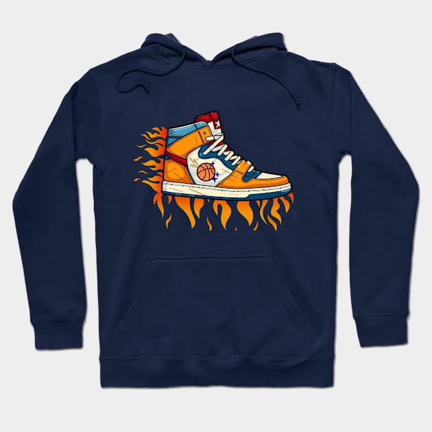 Burning Basketball Shoe Art Hoodie by mieeewoArt